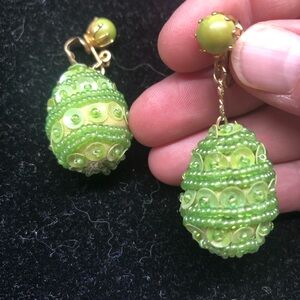 Hong Kong marked vintage sequin egg earrings